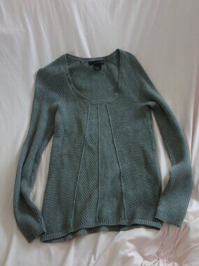 Calvin Klein Jeans Grey Ribbed Scoop Neck Cotton Sweater M